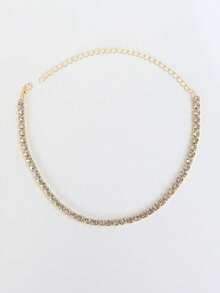 1pc Women's Rhinestone Embellished Necklace, Formal Occasion Necklace - 金色 - 查看 2