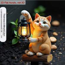 猫咪灯笼花园插牌，可爱宠物纪念牌，户外草坪装饰 - E - 查看 5