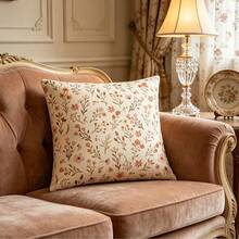 1PC Orange Small Floral Fragments Pillow Cover, Double-Sided Printed Pattern, Suitable For Use Throughout The Year, Suitable For Decoration In Various Scenes Such As Living Rooms, Bedrooms, Study Rooms, And Cars. Zipper Closure, Machine Washable (Excluding Pillow Core) - Multicolor - View 1