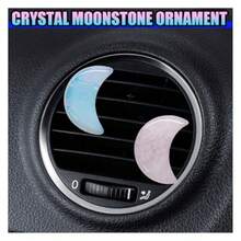 2PCS Moon Car Dashboard Air Vent Trim Clips Glamorous Crystal Stone Auto Air Conditioning Outlet Clip Decoration Cute Unscented Car Interior Vent Accessories For Women And Men PinkandWhite - 粉紅白 - 查看 4