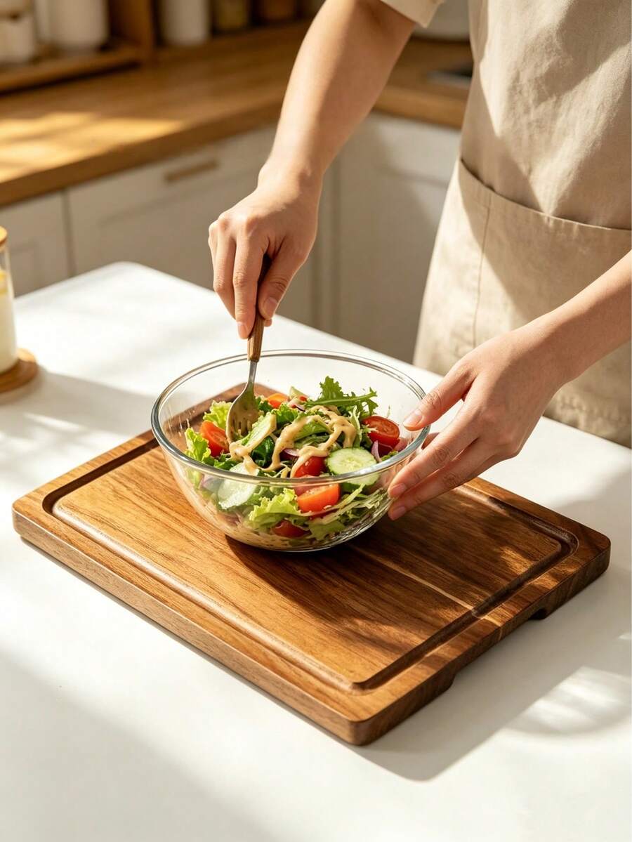 1 pezzo Tagliere in legno di acacia con manico, adatto per bistecca, antipasti, frutta e formaggio. Tagliere da cucina in legno per la preparazione e la presentazione degli alimenti. Tagliere in stile rustico, vassoio da portata per bistecche e dessert, accessorio da cucina. Ideale come regalo per la Festa della Mamma, la Festa del Papà o un regalo pratico per la casa. - Multicolore - Visualizzare 1
