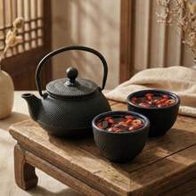RWM0023B Tetsubin Hobnail Cast Iron Tea Cup 2 Count Box Back - Negro - Ver 4