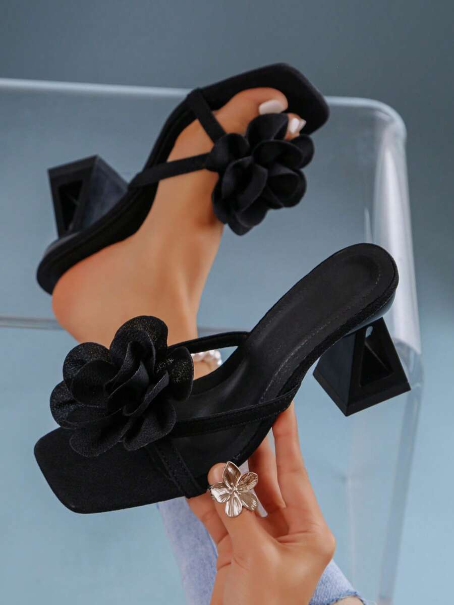 Sandalias de tacón alto con diseño de mariposa de punta cuadrada, nuevas llegadas de primavera/verano 2025, estilo elegante de diosa con tacón grueso