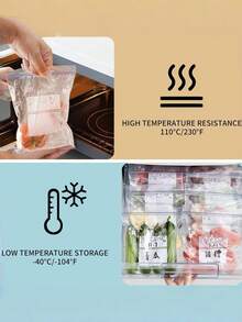 10个/30个装双层密封食品保鲜袋，透明塑料密封袋，适用于谷物、肉类、水果和蔬菜，冰箱冷冻袋，加厚密封袋，厨房用品，厨房收纳，厨房配件 - 無色 - 查看 6