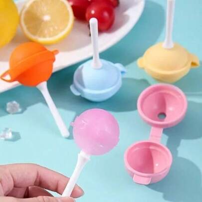 5pcs Colorful Round Lollipop Popsicle Mold, Silicone Ice Pop Tray, DIY Frozen Snack Maker For Summer, Suitable For Homemade Ice Cream And Slushie
