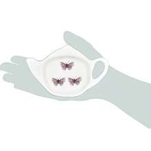 Tea Bag Holder Ceramic Teabag Holder Dish Teapot shaped Spoon Rest Set 4.5 inches - Mariposa - Ver 6