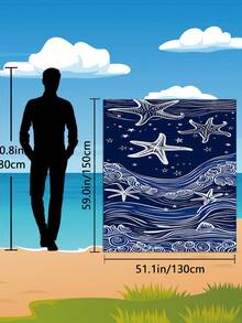 1条海军蓝白条纹海星波浪图案沙滩围巾,多种尺寸可选。速干、柔软、便携、时尚。防沙、超强吸水超细纤维材质。风格:波西米亚风、热带风、复古风、趣味风、瑜伽风、野餐风、防紫外线。是海滩、泳池和户外活动的理想之选;也是旅行、露营、瑜伽、健身和游泳的必备单品。男女皆宜。 - 海星 - 查看 11