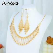 Luxury Dubai Gold Wedding Jewelry 24k Gold Plated Arabic Bridal Necklace Bracelet Earrings Habesha Women Vintage Jewelrys - Jewelry Set - View 5