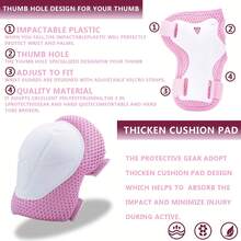 BAT DEICIDE 6pcs Kids Protective Gear Set, Knee & Elbow Pads With Wrist Guards For 5-10 Years, Impact Resistant Gear For Skateboard, Cycling - CPSIA Certified - White - View 6