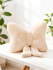 Almofada decorativa de pelúcia com laço (1 unidade), ideal para cama, sofá e decoração de casa. Almofada macia e aconchegante, perfeita para sofá, quarto, sala de estar, decoração de ambientes, capa de almofada, casamento, decoração de quarto, presente de Dia dos Namorados e almofadas para áreas externas. - Bege - Ver 8
