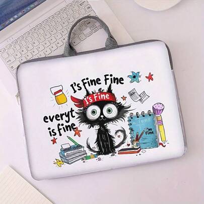 1 pièce Housse d'ordinateur portable motif chat, serviette minimaliste, sac de protection pour ordinateur portable, sac de transport pour ordinateur portable et tablette, pochette de rangement de documents