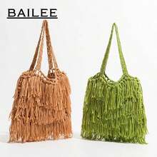 BAILEE Fashion Casual Tassel Edge Solid Color Crochet Shoulder Bag, Handmade, Foldable And Portable, Suitable For Matching Outfits And As A Gift - Multicolor - View 10