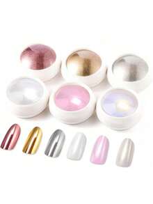 Poudre à ongles de plusieurs couleurs, poudre à ongles effet déesse or & argent, poudre à ongles perle blanche fausse sirène style Y2K, décoration DIY nail art miroir métallique pailleté - Multicolore - Voir 16
