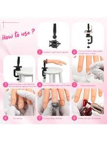 1 pieza Modelo de mano flexible de PVC, Juego de mano de práctica de uñas con soporte, Adecuado para que los principiantes practiquen uñas acrílicas, Herramientas de uñas de entrenamiento, Suministros de uñas - Albaricoque - Ver 5