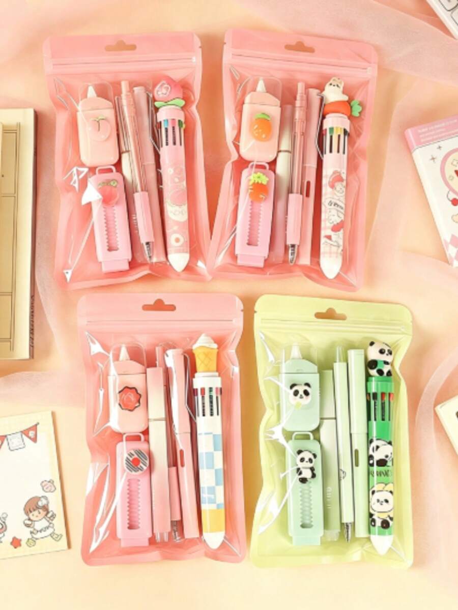1 Set de 6 Piezas Juego de Papelería Portátil, Herramientas de Escritura Resistentes y Compactas, Ligeras para Estudiantes y Personal de Oficina, Excelentes Suministros Diarios y Regalos de Vacaciones
