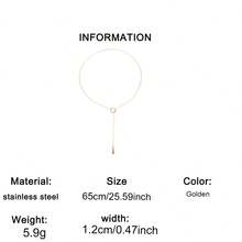 1pc Stainless Steel Women's Necklace, Y-Shaped Choker With Circle & Water Drop Pendant, Minimalist Style, Gold Color, Suitable For Daily, Date, Evening Party, Gift For Friends And Girlfriends - necklace - View 9