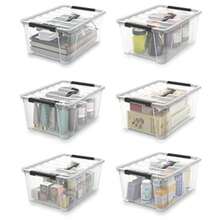 WYT - Cajas de almacenamiento con cierre transparente caja organizadora de almacenamiento de 6 unidades con asa y tapas 5 litros - Rojo - Ver 5