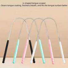 Reusable Stainless Steel Tongue Scraper With Comfortable Handle, Designed For Oral Hygiene, Oral Cleaning Tool - Multicolor - View 7