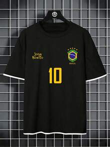 GRDR Men's Summer Classic Faux Two Pieces Sports Style Round Neck Short Sleeve T-Shirt, Casual Fashion Minimalist Commuting Versatile - Black - View 3