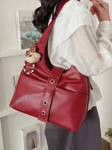 Bolso de hombro de gran capacidad de unicolor para mujer - Multicolor - Ver 13
