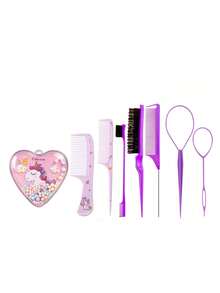 2pcs Heart Shaped Cartoon Pony Hairdressing Tool Set - Including Cartoon Comb, Damaged Comb, Edge Brush, Tail Comb And Weaving Tools, Suitable For All Hair Types - Multicolor - View 9