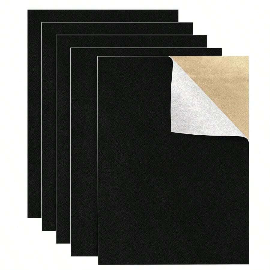 5PCS Self Adhesive Felt Sheet - Black Felt Sheets With Adhesive Backing Drawer/Jewelry Box Liner (9x 11) - 9"W X 11"L / 5 Pieces + Black - View 1