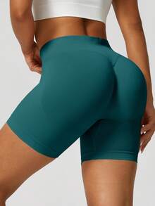 NcmRyu 1 chiếc quần short thể thao nữ không đường may, co giãn, nâng đỡ và định hình dáng người, thích hợp cho yoga, tập gym, chạy bộ. - màu xanh lá - Xem 10