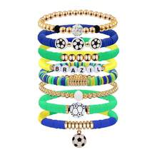 2026 New Hot-Selling Game Day Soft Clay Bracelet Set With Football Pendant And Letter Beads, World Cup Team Bracelet - 款式4 - 查看 7