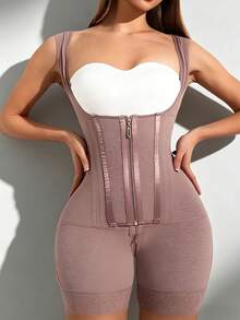 Purple Bustier Shapewear Bodysuit – Colombian Faja With Adjustable Shoulder Straps & Anti-Slip Leg Openings, Zipper+Hook Dual Compression, 9-Bone High Support Girdle, Open Crotch – Perfect For Daily Wear, Post-Surgery Recovery, Special Occasions & Parties - 彩色 - 查看 8
