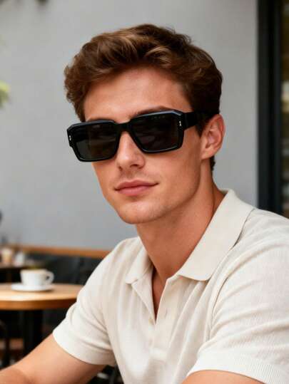 1 Pair New Square Fashion Glasses, Versatile Casual Classic Design Suitable For Street, Unisex, Suitable For Outdoor Activities, Driving, Fishing, Hiking, Trekking, Holiday Outfits, Parties, Gifts, Street Photography, Beach Vacation, And Daily Accessories