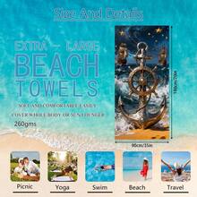 1 pièce Serviette de plage avec éléments nautiques : bateau à voile, ancre, gouvernail, vague. Serviette de plage extra-large en microfibre super douce et super absorbante. Convient pour les voyages, la piscine, la plongée, le surf, le yoga, le camping. Disponible en plusieurs tailles. Accessoires de plage - Ancre et gouvernail - Voir 13