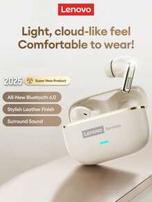 Lenovo 联想 LE208 蓝牙耳机，带保护盒，蓝牙 6.0 快速配对，低延迟，Hi-Fi 音质，ENC 智能降噪，超长续航，无线耳机，适用于智能手机、电脑，圣诞节、露营、度假等场合。 - 查看 3