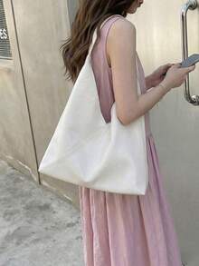 Minimalist Versatile Women's Shoulder Bag, Solid Color Fashion Underarm Bag, PU Leather Material, Inner Pouch Design, Large Capacity For Daily Use, Suitable For Young Women - Travel, Work, Shopping, School, Dating, Gift, Business, Office - White - View 6