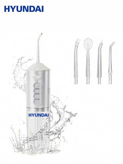 HYUNDAI Multi-Nozzle Water Flosser, Cordless Portable Oral Irrigator With 4 Heads And 3 Modes, Powerful Water Teeth Cleaner For Home Travel