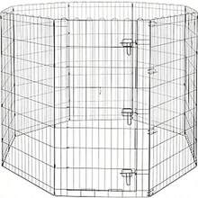 Basics - Jaula de metal octogonal plegable para mascotas, jaula de ejercicio para perros, portátil, puerta individual, negro, 152 x 152 x 122 cm - por defecto - Ver 3