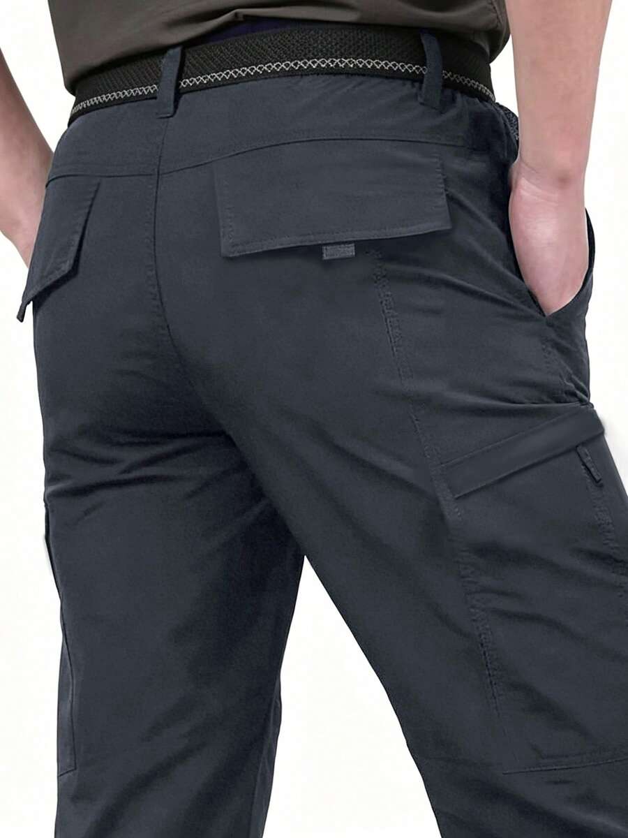 Pantalones chicos primavera chubascos pantalones rectos hombres rufián Shuai pantalones relajados y casuales muy bonitos ropa de trabajo de pantalones - humo gris - Ver 1