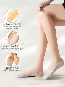 3 đôi tất nữ kiểu sling back không lộ cổ, tất ngắn đến mắt cá chân, màu xám, đen và màu da. - Nhiều màu - Xem 3