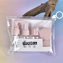 1set Travel Cosmetic Dispensing Bottles Portable Wash Bag Set Press Spray Bottle Lotion Shampoo Cream Empty Bottle (Card Random) - Multicolor - View 7