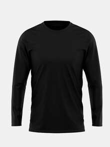Set Of 2 Men's Long-Sleeve Premium Cotton T-Shirts - Blanco y negro - Ver 4