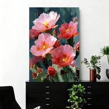 2D Plano, 2D Plano, 2D Plano 1 pieza de arte 2D con una impresión de óleo enmarcada de flores de cactus, que representa cactus en flor - Enmarcado - Ver 2
