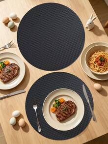 1/120pcs Round PU Leather Placemats, Waterproof & Oil-Resistant Decorative Mats, Washable Tableware Pads, Non-Slip & Odorless Protective Mats, Suitable For Restaurants, Cafes, Homestays, Perfect For Holidays, Parties, Gatherings, Birthdays, Weddings, Dinner Parties - Multicolor - View 7