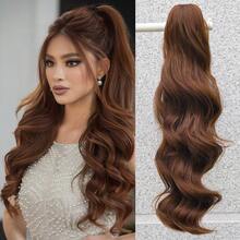 Claw Clip In Ponytail Extensions Wavy Long 22 Inch Synthetic Fake Hairpiece For Women Black - Multicolor - View 12