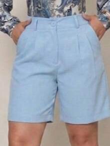 Women's Tailored Bermuda Shorts - Baby Blue - View 5