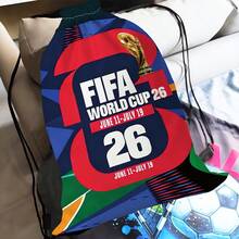 FIFA 抽绳背包，适合通勤、旅行、工作和外出，配有可调节抽绳。休闲背包。可作为派对礼物、生日礼物、母亲节礼物、父亲节礼物、新年礼物、感恩节礼物、复活节礼物。 - 彩色 - 查看 3