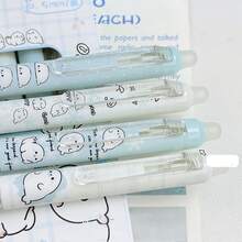4pcs/Box Cute Seal Pattern Black 0.5mm Erasable Neutral Pen, Suitable For Office & Study - A - View 4