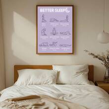 1pc Better Sleep Yoga Poses Canvas Art Print, 9 Relaxing Stretching Canvas Poster, Bedtime Routine Guide Print, Quiet Lavender Wall Decor, Bedroom, Yoga Studio, Meditation Room Decor, Modern Home Decor, Canvas Painting, Unframed - Retro - View 6