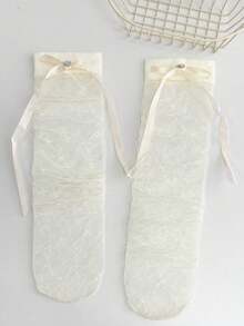 1/3 Pairs Summer Thin Versatile Crystal Bow Lolita Style Socks - Multicolor - View 11