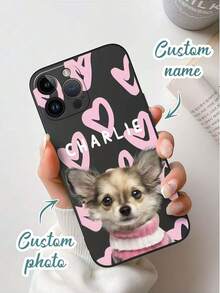 Customized Photo Phone Case, Featuring Small Heart Design, Made Of Shock-Resistant TPU Material, Compatible With IPhone 17, 16, 15, 14, 13, 12, 11 Pro Max, 17 Air, 17 Pro Max, A16, Galaxy S25 Ultra, Honor, . Personalize With Couple, Family And Life Photos For Occasions Like Ramadan, Mother's Day, Father's Day, Birthday, Anniversary, Easter, Etc. - Black - View 4