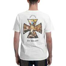 DARCSPORT Wolves Cross Print Unisex 180g "No Weapon" Graphic Crew Neck T-Shirt For Men/Women - 白色 - 查看 7