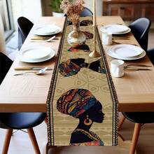 1pc African Woman Silhouette Table Runner, Rectangular Table Runner, Suitable For Indoor/Outdoor Home Party Kitchen Decor - Holiday Dining Table Decoration Accessory - Multicolor - View 7